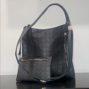 Olivia Miller Black Floral Stitching Women's Bag Set-NWOT